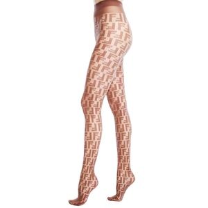 F Inspired Logo Tights - Brown